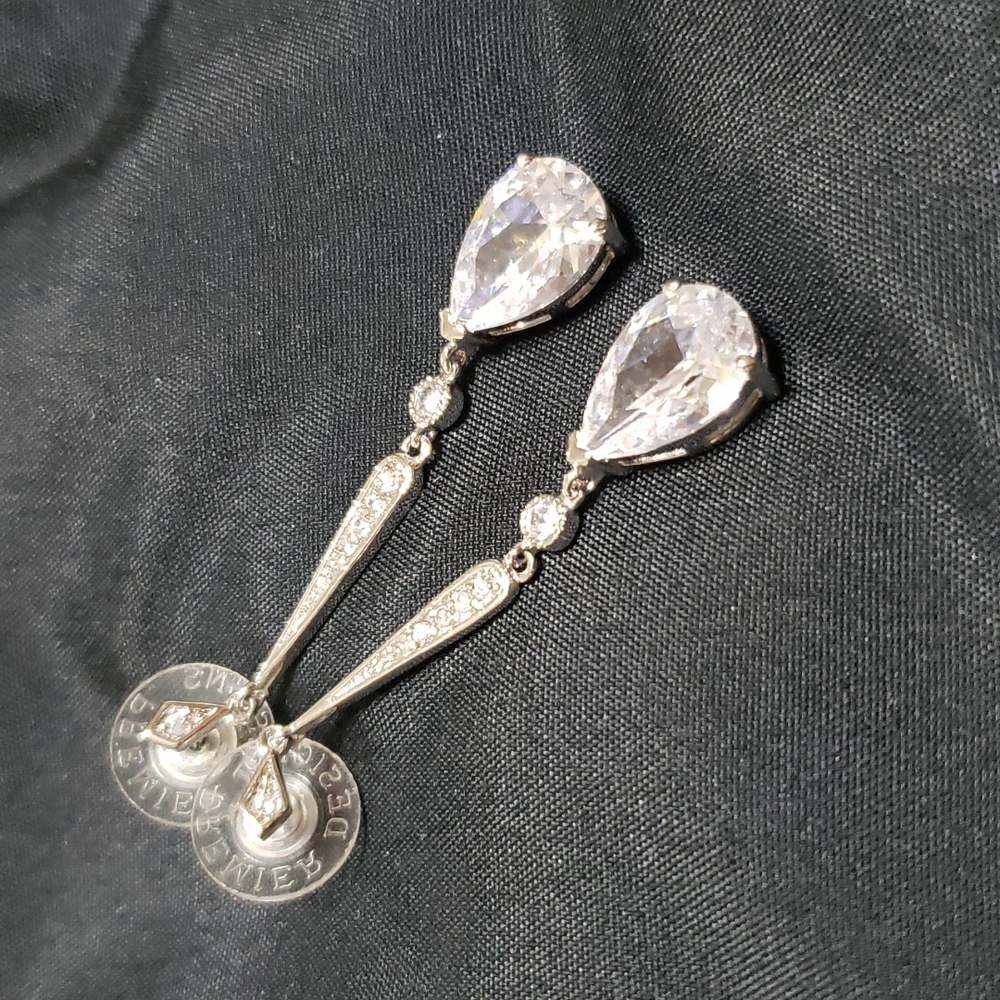 Premier Designs Silvertone CZ Earrings